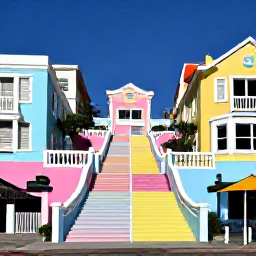 Caribbean Holidays, Bahamas City Breaks, Historic pastel-coloured buildings and Queen's Staircase in Nassau, Bahamas, under bright Caribbean sunshine