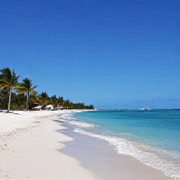 Caribbean Holidays, Bahamas City Breaks, Quiet Bahamian beach in October with clear turquoise water, white sand and a few palm trees