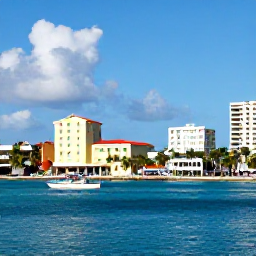Caribbean Holidays, Bahamas City Breaks, Sunny Nassau waterfront with pastel buildings, palm trees, colourful boats and clear blue Caribbean water