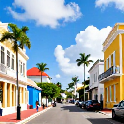 Caribbean Holidays, Bahamas City Breaks, Traveller walking through colourful historic streets near Parliament Square in Nassau, Bahamas