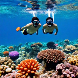 Caribbean Holidays, Bahamas Couples Holidays, A couple snorkelling above a colourful coral reef in clear Bahamian water