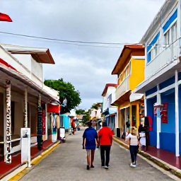 Caribbean Holidays, Bahamas Couples Holidays, Couple exploring colourful Nassau streets with colonial buildings, local shops and festive December decorations
