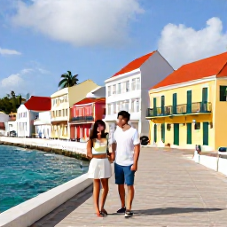 Caribbean Holidays, Bahamas Couples Holidays, Couple exploring colourful streets, historic buildings and a waterfront in Nassau, The Bahamas