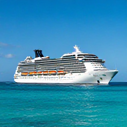Caribbean Holidays, Bahamas Cruises, A modern cruise ship sailing through clear turquoise Bahamian water beneath a bright blue sky