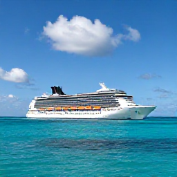 Caribbean Holidays, Bahamas Cruises, A modern cruise ship sailing through clear turquoise Bahamian water beneath a bright November sky
