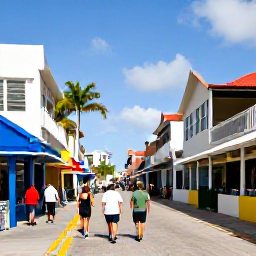 Caribbean Holidays, Bahamas Cruises January, Visitors walking through the colourful streets and historic waterfront of Nassau in bright Caribbean sunshine