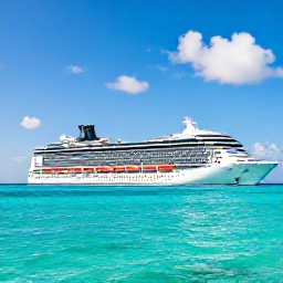 Caribbean Holidays, Bahamas Cruises July, A modern cruise ship sailing through clear turquoise Bahamian water beneath a bright summer sky
