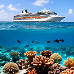 Caribbean Holidays, Bahamas Cruises October, Snorkellers viewing colourful coral and tropical fish in clear Bahamian water beneath bright October sunlight