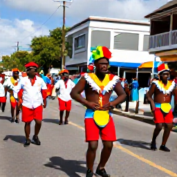 Caribbean Holidays, Bahamas Culture Holidays, Colourful Junkanoo dancers and musicians parading through a lively Nassau street in The Bahamas