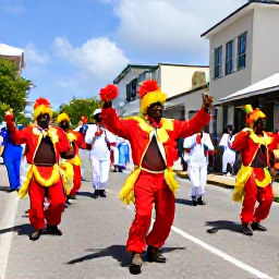 Caribbean Holidays, Bahamas Culture Holidays, Colourful Junkanoo dancers and musicians parading through a Nassau street in The Bahamas