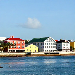 Caribbean Holidays, Bahamas December Breaks, Bright December morning in Nassau, Bahamas, with colourful colonial buildings, palm trees and clear blue water