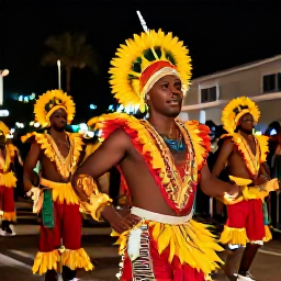Caribbean Holidays, Bahamas December Breaks, Festive evening in Nassau with twinkling lights, Junkanoo performers and lively Caribbean street celebrations