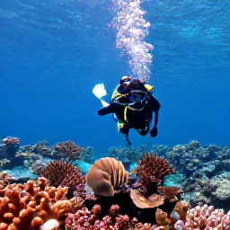 Caribbean Holidays, Bahamas Diving November, Scuba diver exploring a colourful coral reef in clear turquoise Bahamian water during November