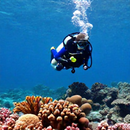Caribbean Holidays, Bahamas Diving October, Scuba diver exploring a colourful coral reef in clear turquoise Bahamian water during October
