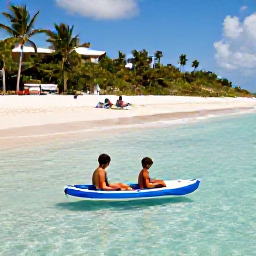Caribbean Holidays, Bahamas Family Holidays, Children paddling in shallow clear water while parents relax on a sandy beach in the Bahamas