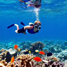 Caribbean Holidays, Bahamas Family Holidays, Family watching colourful tropical fish while snorkelling over a shallow coral reef in The Bahamas