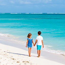 Caribbean Holidays, Bahamas Family Holidays, Happy family relaxing on a beautiful Bahamian beach in October, clear turquoise water, soft white sand, gentle sunshine