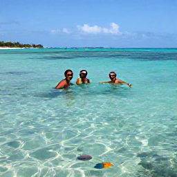 Caribbean Holidays, Bahamas Family Holidays, Parents and children snorkelling in clear shallow water beside colourful fish near a Bahamian island