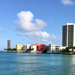 Caribbean Holidays, Bahamas February Holidays, Sunny Nassau waterfront with colourful buildings, palm trees and clear blue water in February
