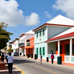 Caribbean Holidays, Bahamas February, Visitors exploring colourful colonial streets and historic buildings in Nassau, Bahamas, under bright February sunshine