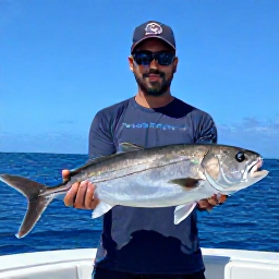 Caribbean Holidays, Bahamas Fishing in March, A deep-sea fishing boat off the coast of The Bahamas with anglers reeling in a powerful game fish under a clear blue sky