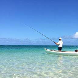 Caribbean Holidays, Bahamas Fishing in March, An angler casting across shallow crystal-clear flats in The Bahamas, with a guide poling a small skiff nearby