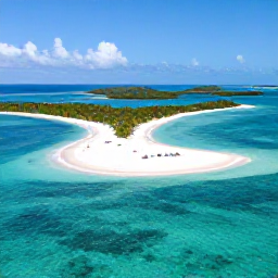 Caribbean Holidays, Bahamas Holidays, Aerial photograph of turquoise Bahamian water, white sand beaches and small green islands under a bright blue sky