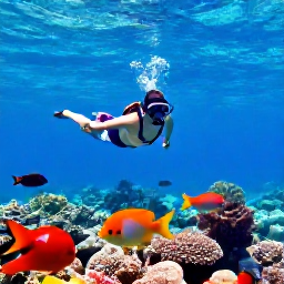 Caribbean Holidays, Bahamas Holidays May, A colourful snorkelling scene in The Bahamas, showing tropical fish and coral in clear blue water near a sandy island