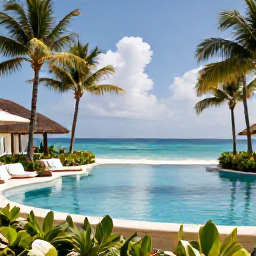 Caribbean Holidays, Bahamas Honeymoons, Stylish Bahamian resort with an infinity pool overlooking the sea, surrounded by palms and lush tropical gardens