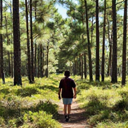 Caribbean Holidays, Bahamas in April, A guided nature walk through Bahamian pine forest with low green vegetation, tall Caribbean pine trees and warm spring sunlight
