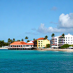 Caribbean Holidays, Bahamas in December, Bright Nassau waterfront in December with palm trees, turquoise sea, colourful buildings and visitors exploring the harbour