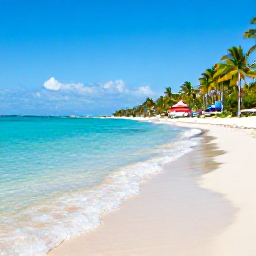 Caribbean Holidays, Bahamas in December, Sunny Nassau beach in December with clear turquoise water, white sand, palm trees and a relaxed all-inclusive holiday atmosphere