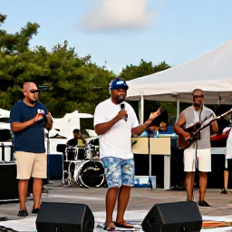 Caribbean Holidays, Bahamas in June, Live Bahamian rake-and-scrape band performing outdoors at a June island celebration in The Bahamas