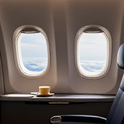 Caribbean Holidays, Bahamas in November, Business class seats on a modern aircraft, warm Caribbean light through the windows, elegant travel details