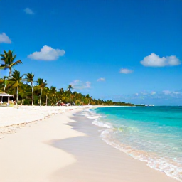 Caribbean Holidays, Bahamas in November, Clear turquoise water, white sand beach and palm trees on a sunny Bahamian island in November