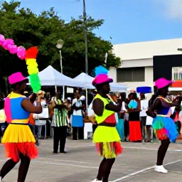Caribbean Holidays, Bahamas in October, Colourful Junkanoo-inspired cultural display in Nassau, Bahamas, with musicians, dancers and island decorations