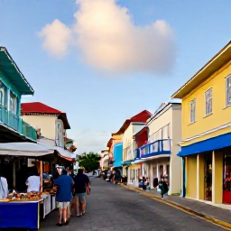 Caribbean Holidays, Bahamas in October, Colourful Nassau street with colonial buildings, local market stalls and visitors exploring in warm October sunshine