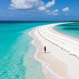 Caribbean Holidays, Bahamas Instagram Hotspots, A person standing on a long white sandbar surrounded by shallow turquoise water in the Exumas, Bahamas