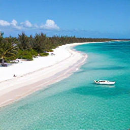 Caribbean Holidays, Bahamas Instagram Spots, Aerial view of clear turquoise water, white sandbanks and a small boat near Exuma, The Bahamas