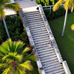 Caribbean Holidays, Bahamas Instagram Spots, Aerial view of The Queen&rsquo;s Staircase in Nassau, Bahamas, showing limestone steps, tropical greenery and warm December sunlight