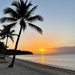 Caribbean Holidays, Bahamas Instagram Spots, Golden sunset over a calm Caribbean beach with palm silhouettes in The Bahamas