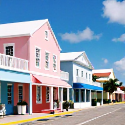 Caribbean Holidays, Bahamas Instagram Spots, Historic pastel buildings and a bright blue sky along Bay Street in Nassau, The Bahamas