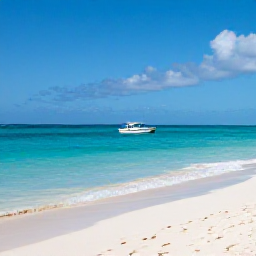 Caribbean Holidays, Bahamas Island Hopping, A bright April morning on a Bahamian beach, with clear turquoise water, soft white sand and a small boat ready for island hopping