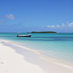 Caribbean Holidays, Bahamas Island Hopping, A calm white-sand beach and clear shallow water in the Exumas, with a small boat anchored near a quiet tropical island
