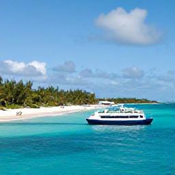 Caribbean Holidays, Bahamas Island Hopping, A Caribbean travel scene showing a ferry and aircraft linking The Bahamas with another sunny island destination