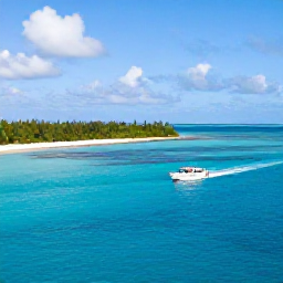 Caribbean Holidays, Bahamas Island Hopping, A small boat crossing clear blue water between Bahamian islands, with green cays and a sunny horizon