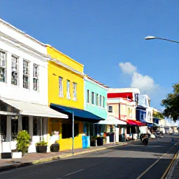 Caribbean Holidays, Bahamas January Breaks, Colourful streets of downtown Nassau with historic buildings, local shops, caf&eacute;s and pedestrians exploring in bright Caribbean sunshine
