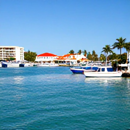 Caribbean Holidays, Bahamas January Tours, Sunny Nassau harbour in January with turquoise water, colourful boats and palm trees under a clear blue sky