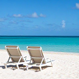 Caribbean Holidays, Bahamas Luxury Holidays, Luxury beachfront resort in The Bahamas during June, turquoise sea, white sand, elegant sun loungers, clear blue sky