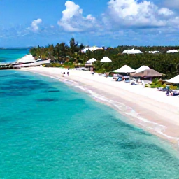 Caribbean Holidays, Bahamas March Holidays, A bright aerial view of turquoise Bahamian water, white sand beaches and a relaxed island resort in March sunshine